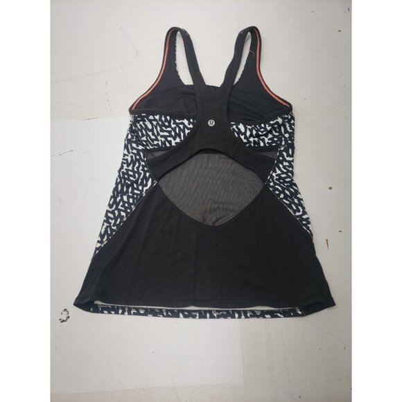 Lululemon Top Women's 4 Black White Crossback Mesh Net Top With Run Times Shorts - Picture 3 of 8